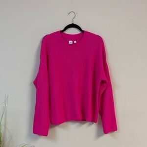 BNWOT GAP Women's forever cozy Bright Pink soft Crew Neck Sweater size L